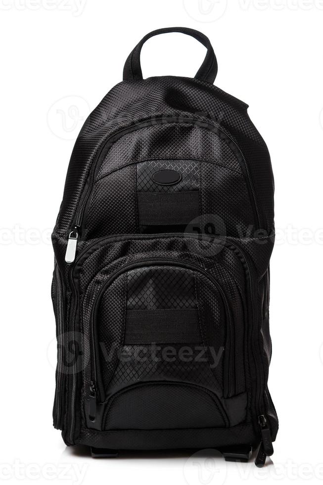 Black backpack on white background photo