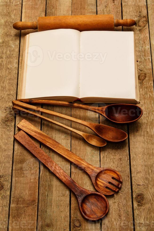 Wooden kitchen utensils photo