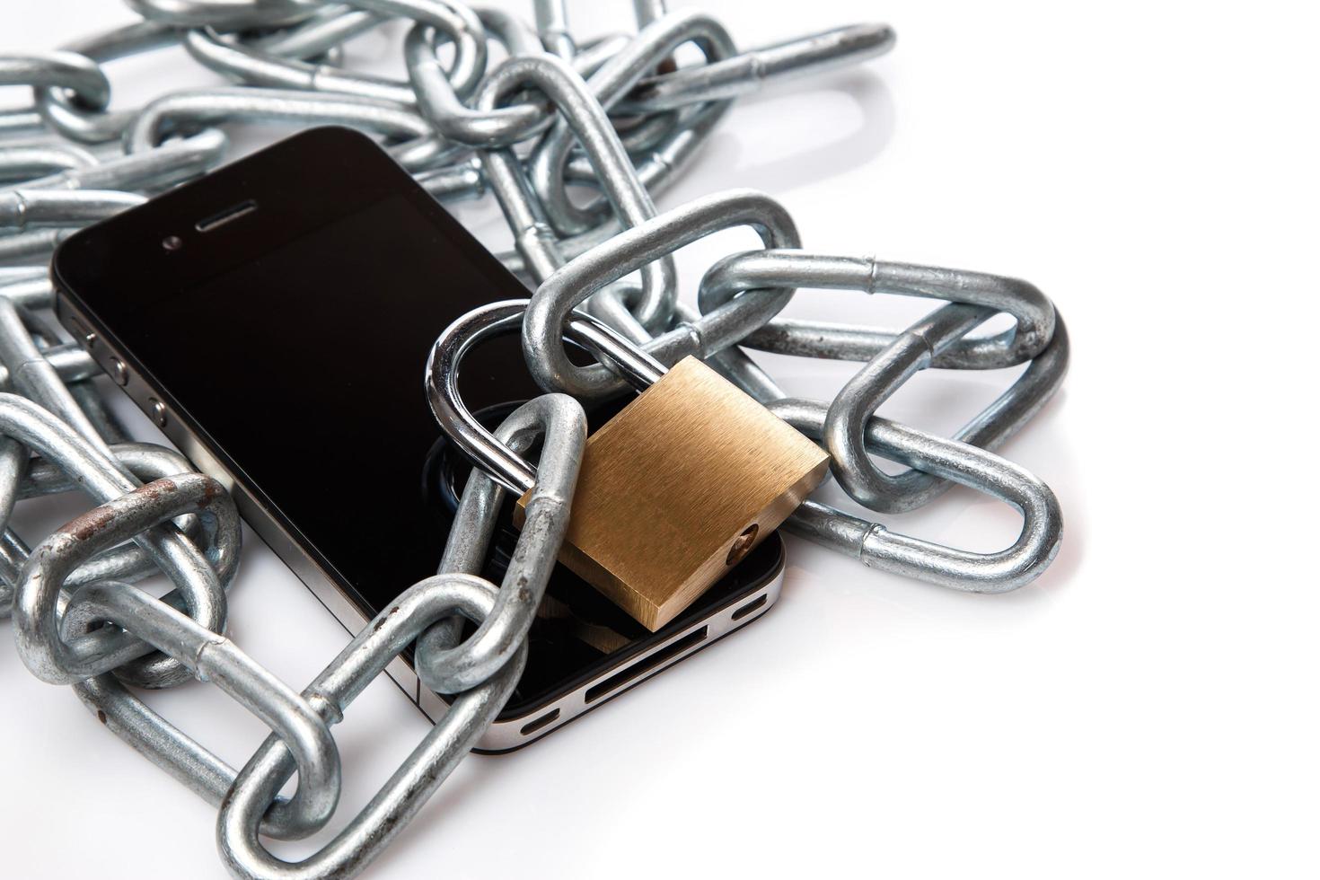 Smartphone, chain and padlock photo