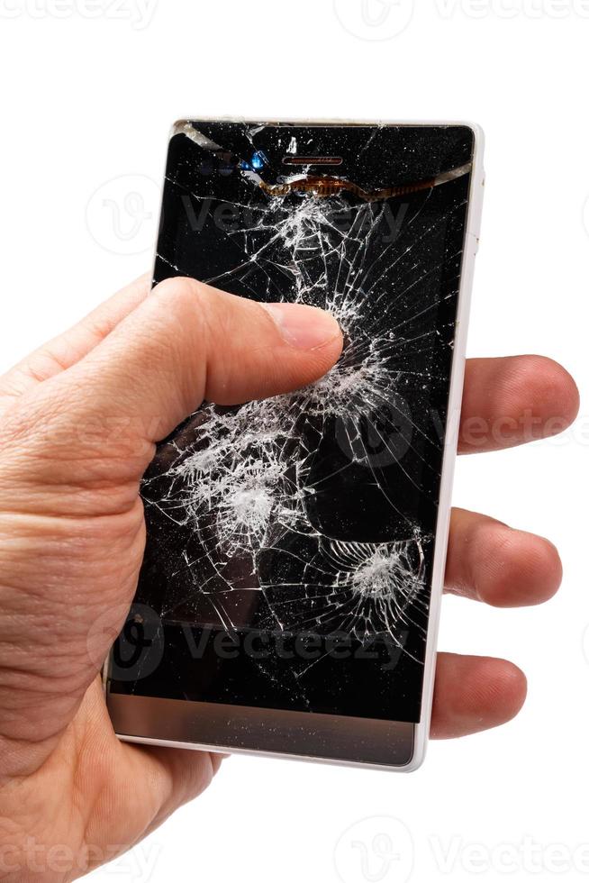 Smartphone with cracked display photo