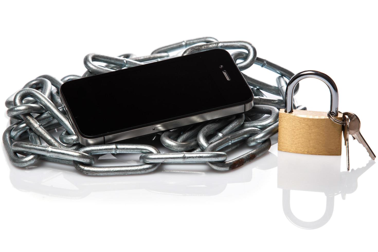 Smartphone, chain and padlock photo