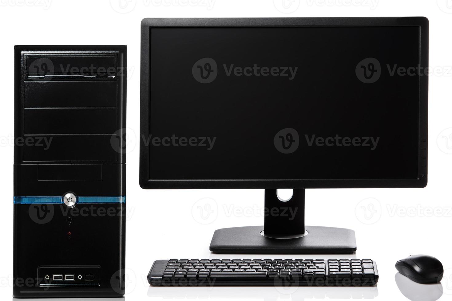 Personal computer with monitor, keyboard and mouse photo
