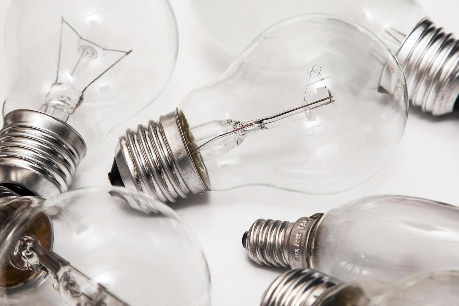 Closeup of different lightbulbs photo