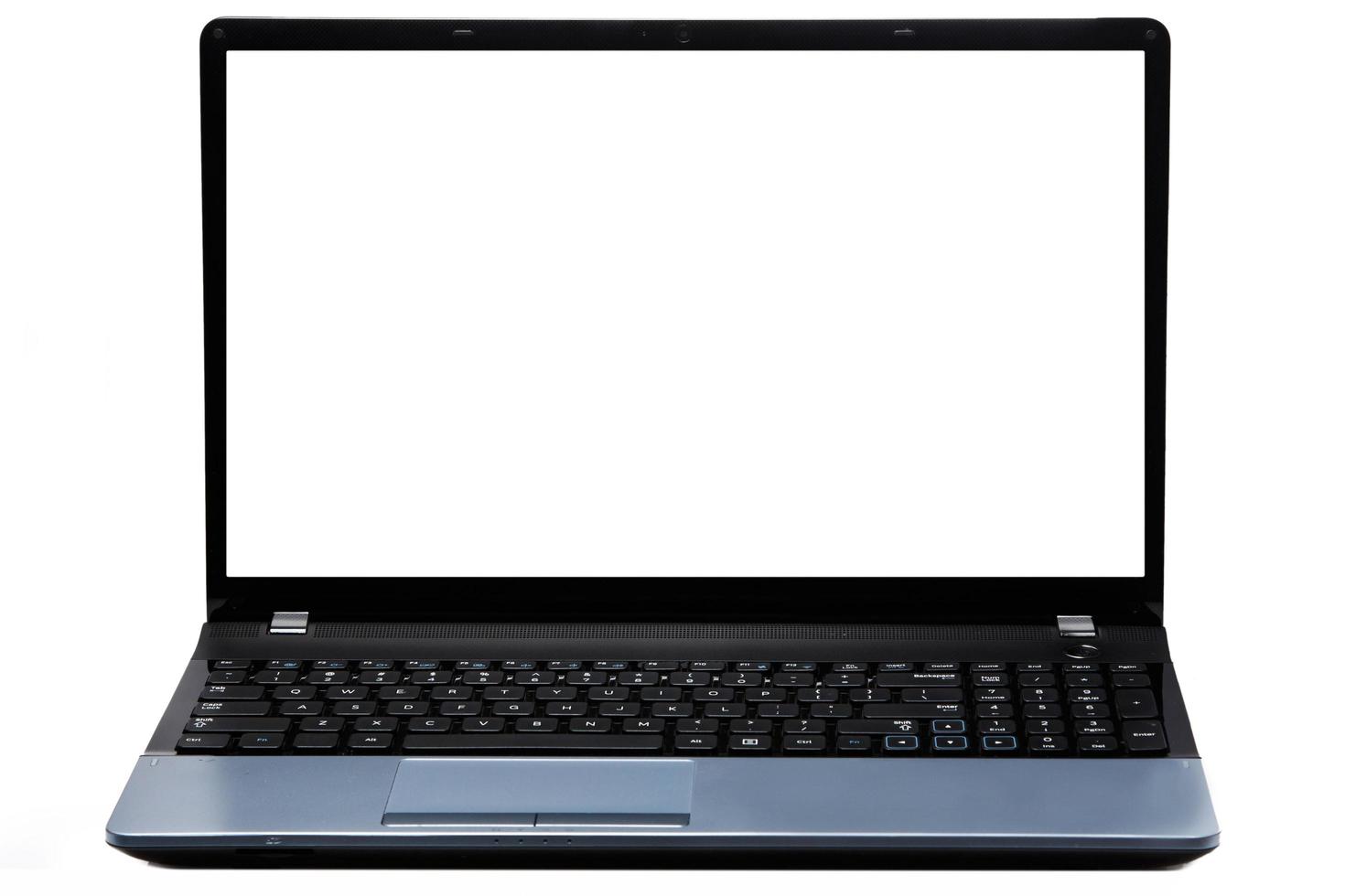 Modern laptop with empty white screen photo