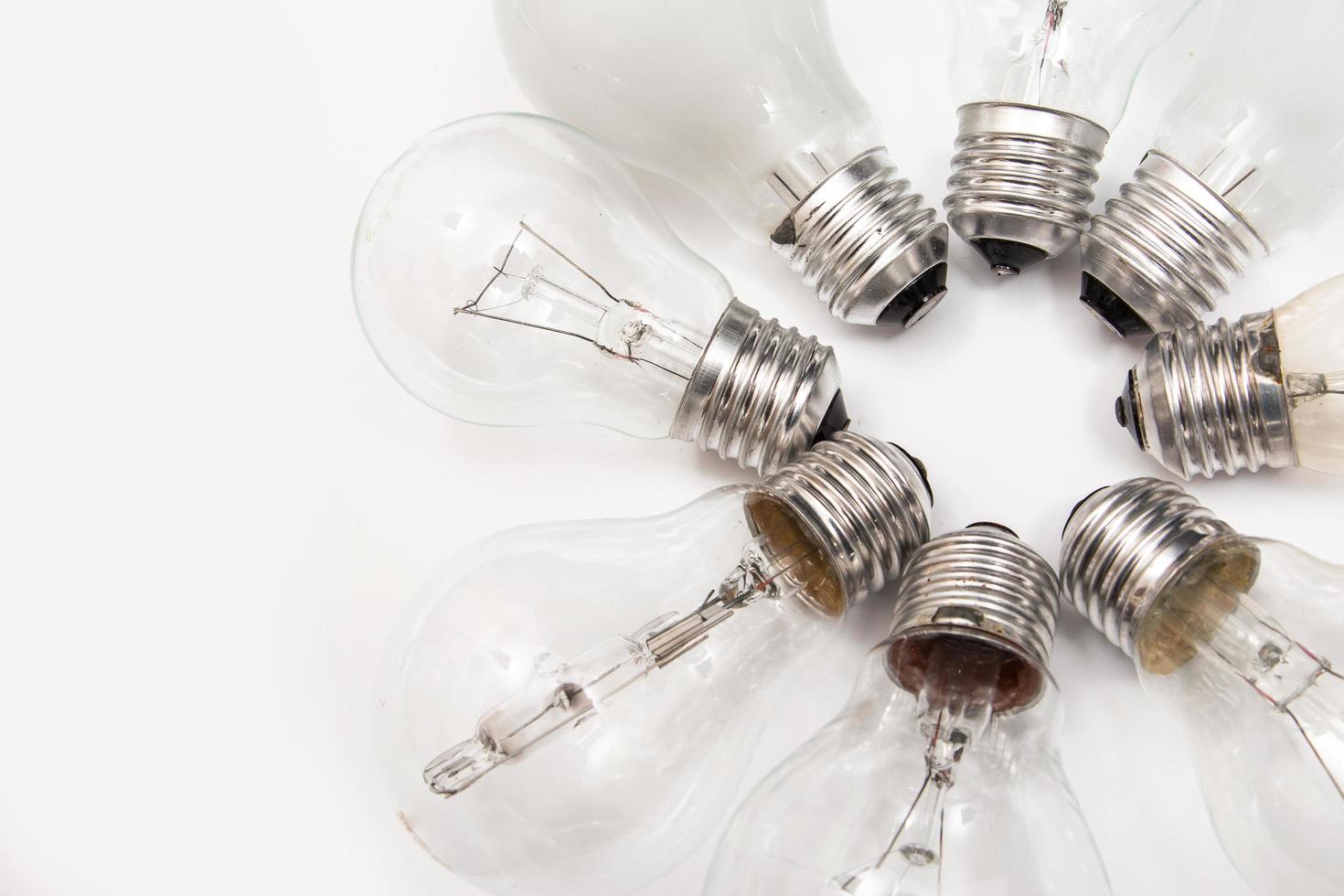 Closeup of different lightbulbs photo
