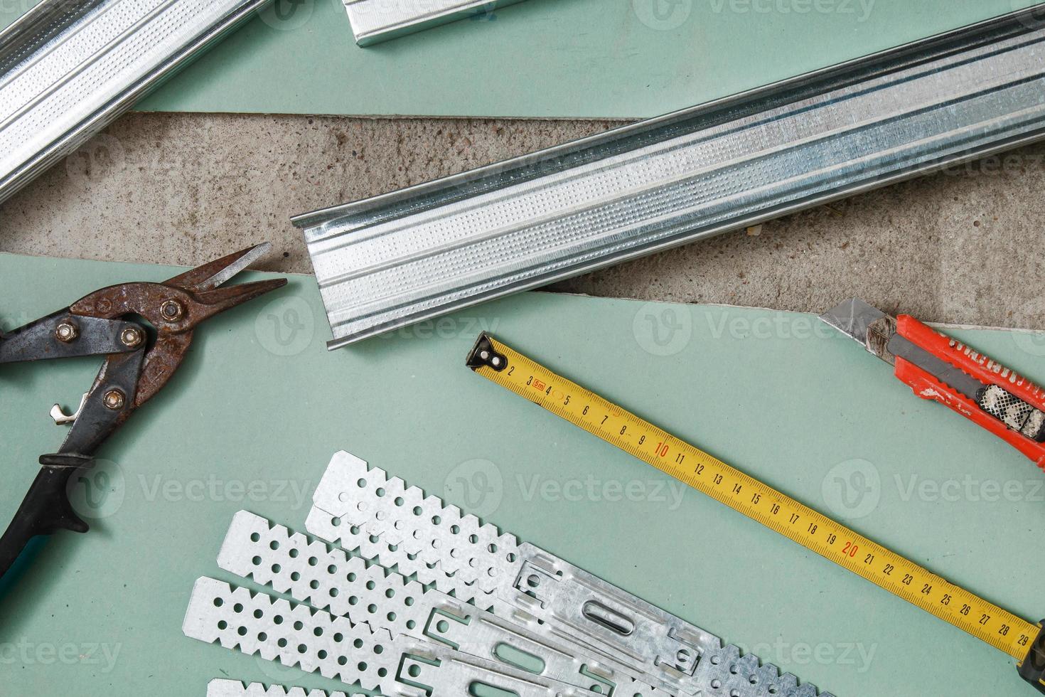 Scissors for metal and measure tape photo