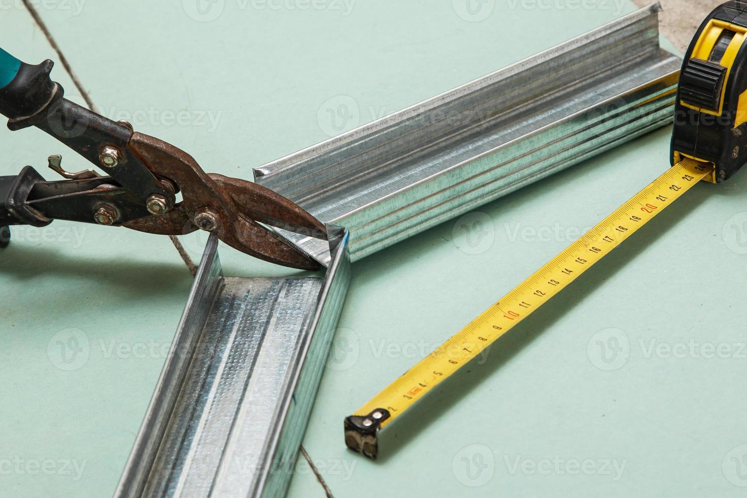 Scissors for metal and measure tape photo