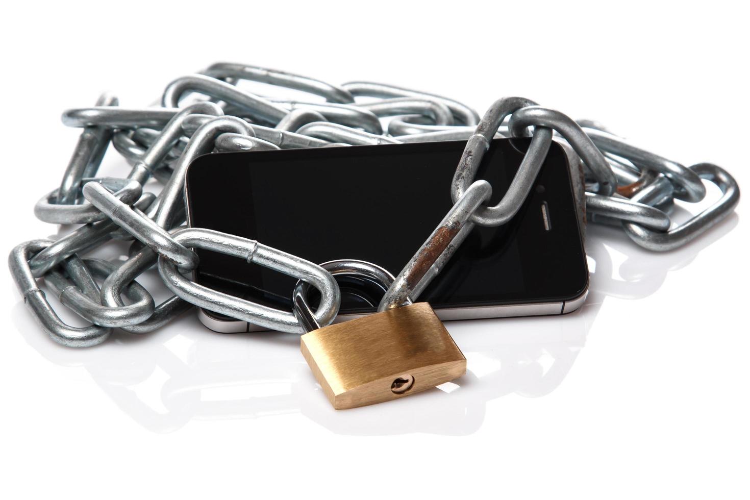 Smartphone, chain and padlock photo