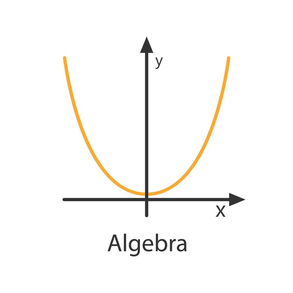 Coordinate system with parabola color icon. Algebra. Axis system. Isolated vector illustration