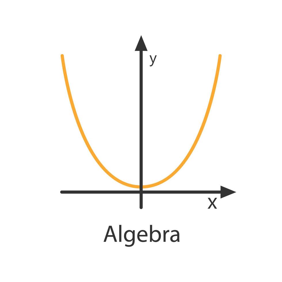 sistema de coordenadas con icono de color de parábola. álgebra. sistema de ejes ilustración vectorial aislada vector