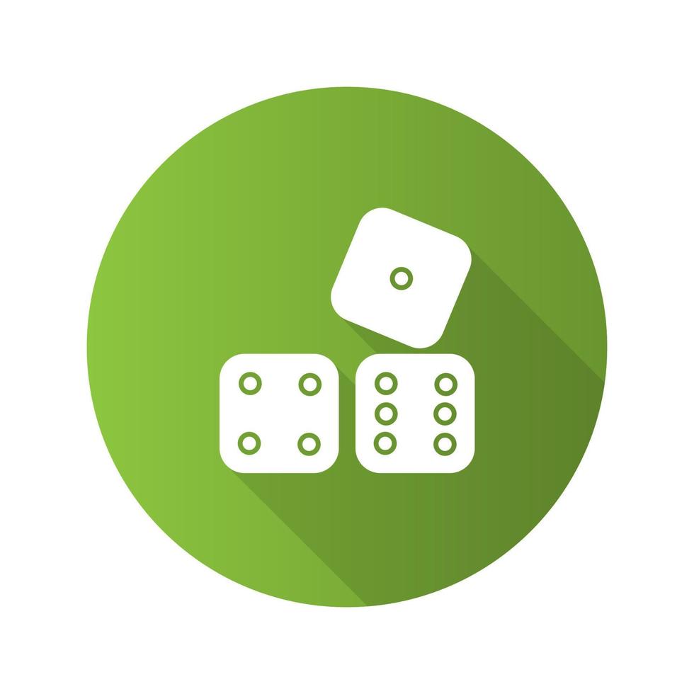 Dices flat design long shadow glyph icon. Probability theory. Gambling. Vector silhouette illustration