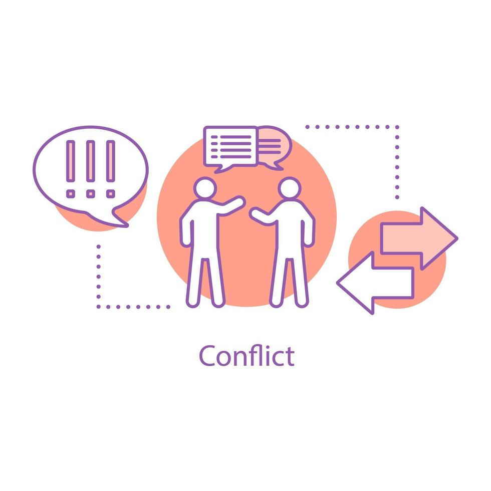 Conflict concept icon. Disagreement idea thin line illustration. Quarrel. Vector isolated outline drawing