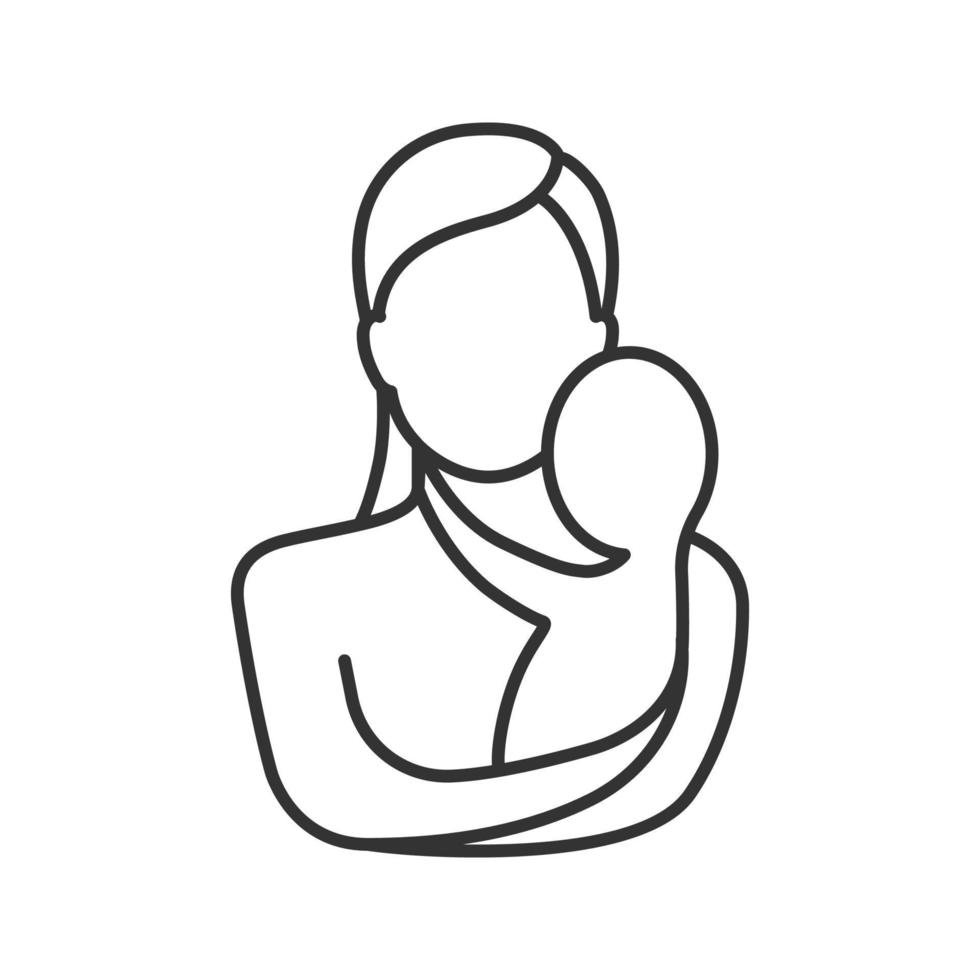 madre sosteniendo un icono lineal de bebé recién nacido. ilustración de línea delgada. parto. maternidad. símbolo de contorno dibujo de contorno aislado vectorial vector