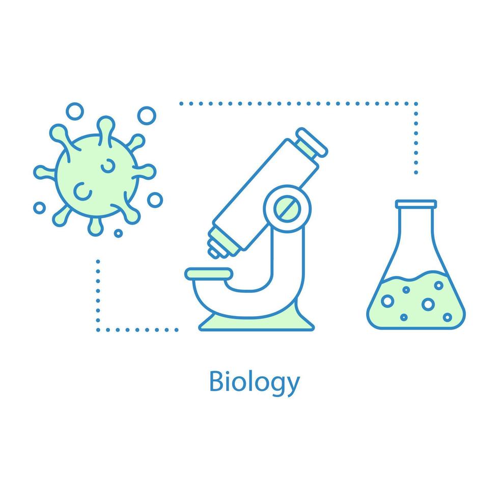 Biology concept icon. Virology. Biological research idea thin line illustration. Diagnostic or scientific lab. Laboratory equipment. Vector isolated outline drawing