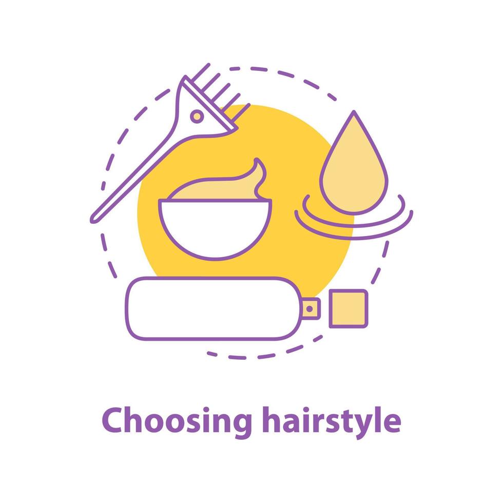 Choosing hairstyle concept icon. Hair coloring idea thin line illustration. Hair dyeing. Vector isolated outline drawing