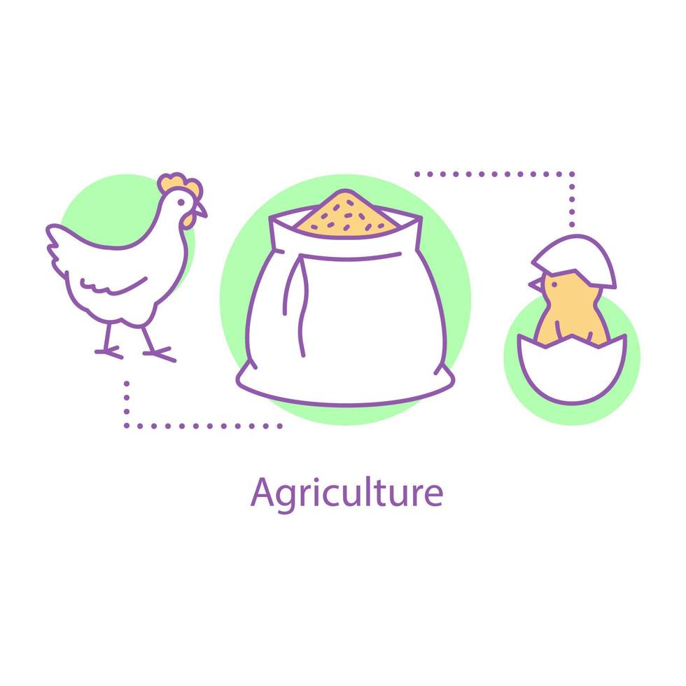 Agriculture concept icon. Poultry farming idea thin line illustration. Vector isolated outline drawing