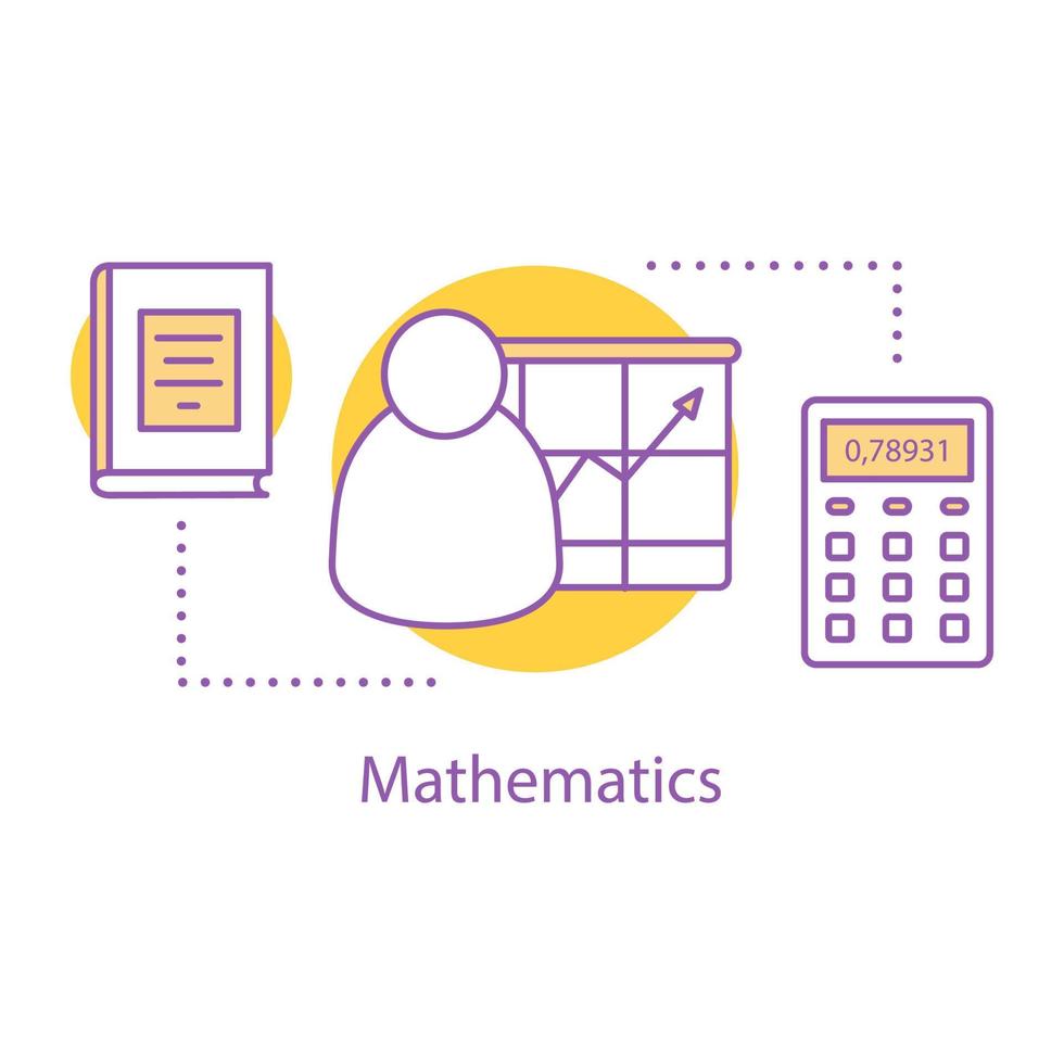 Mathematics concept icon. Math. Market analysis idea thin line illustration. Bookkeeping. Vector isolated outline drawing