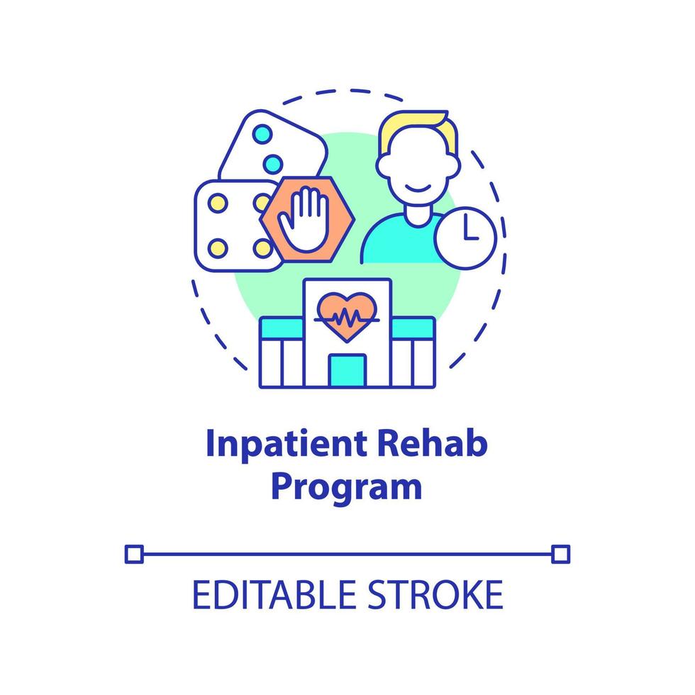 Inpatient rehab program concept icon. Compulsive gambling overcoming abstract idea thin line illustration. Isolated outline drawing. Editable stroke. Arial, Myriad Pro-Bold fonts used vector
