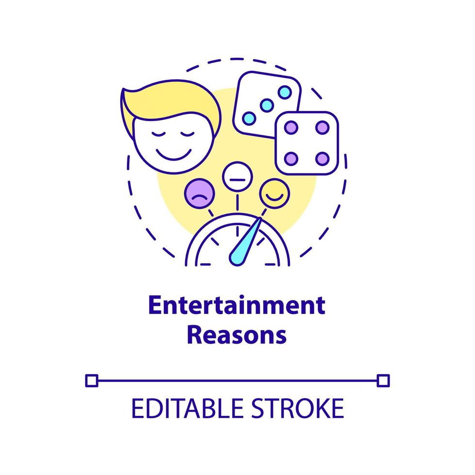 Entertainment reasons concept icon. Compulsive gambling psychology abstract idea thin line illustration. Isolated outline drawing. Editable stroke. Arial, Myriad Pro-Bold fonts used vector