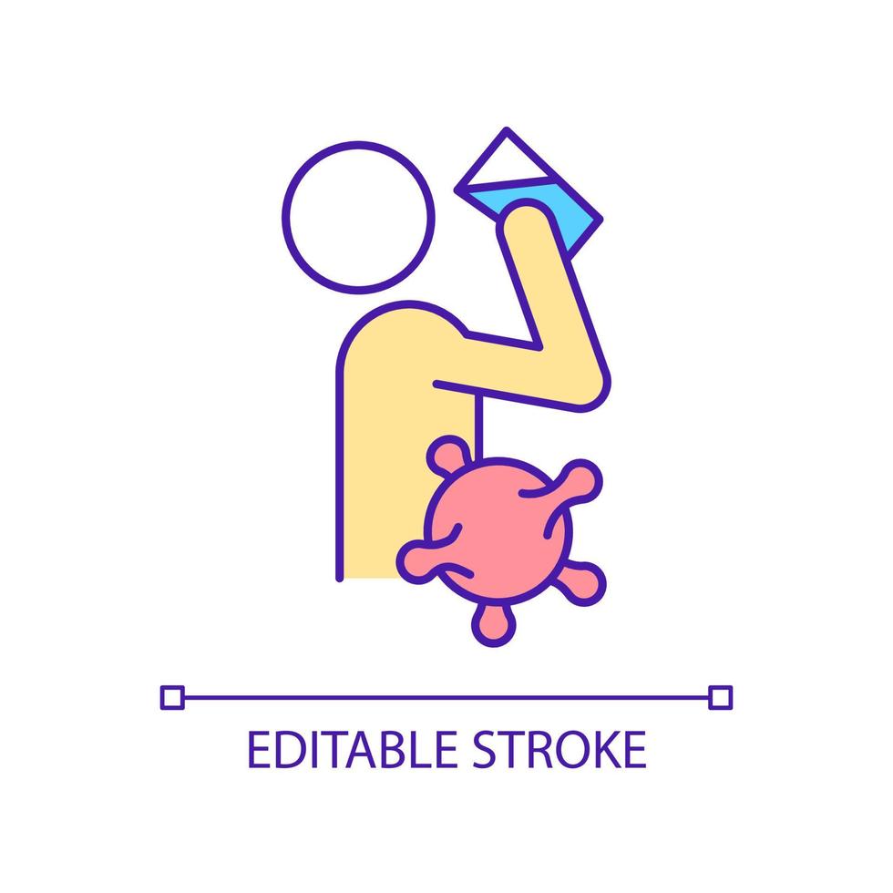Drinking water contamination RGB color icon. Aquatic pollution. Waterborne illness. Health damage. Isolated vector illustration. Simple filled line drawing. Editable stroke. Arial font used
