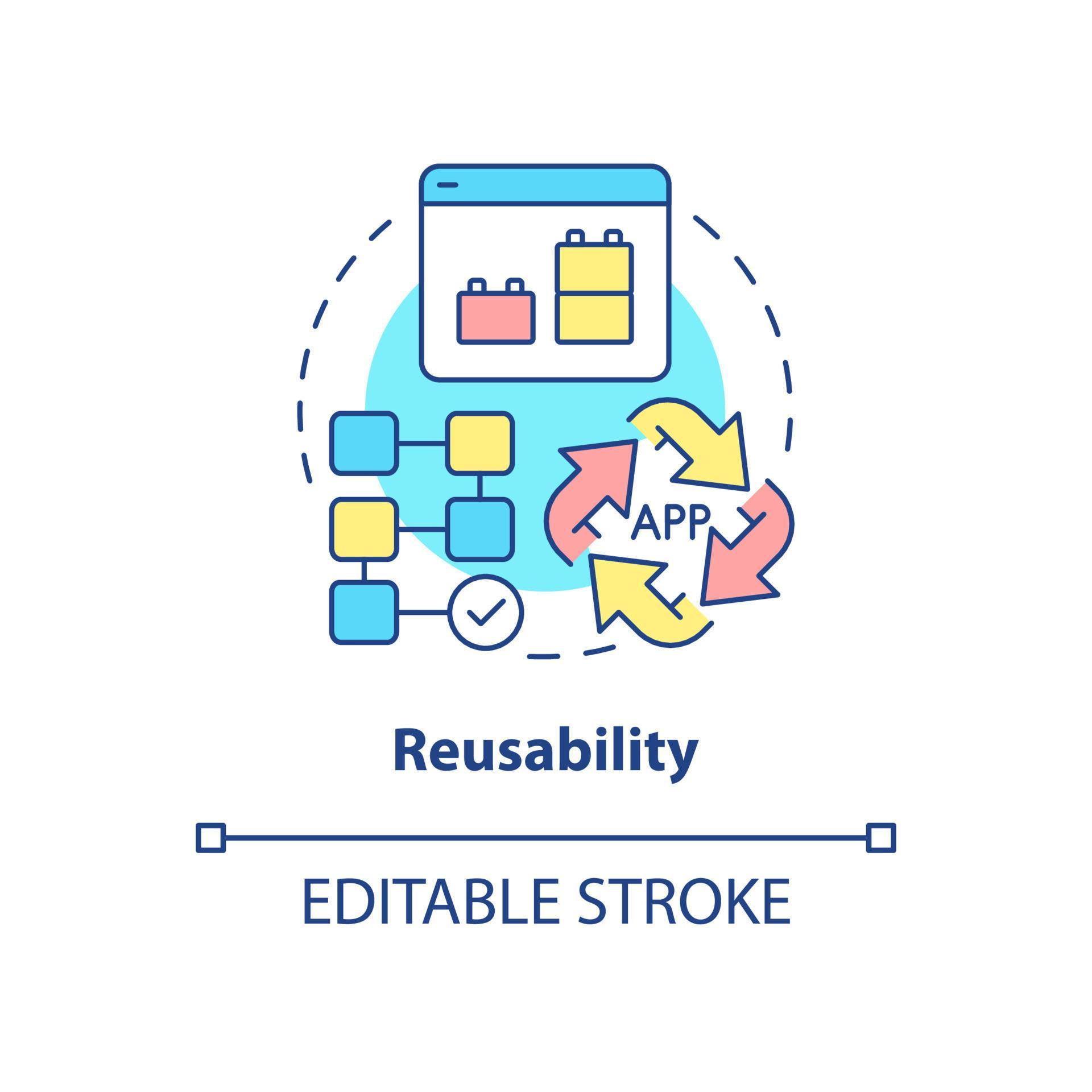 Reusability concept icon. Feature of software and application. Web 3 0 ...