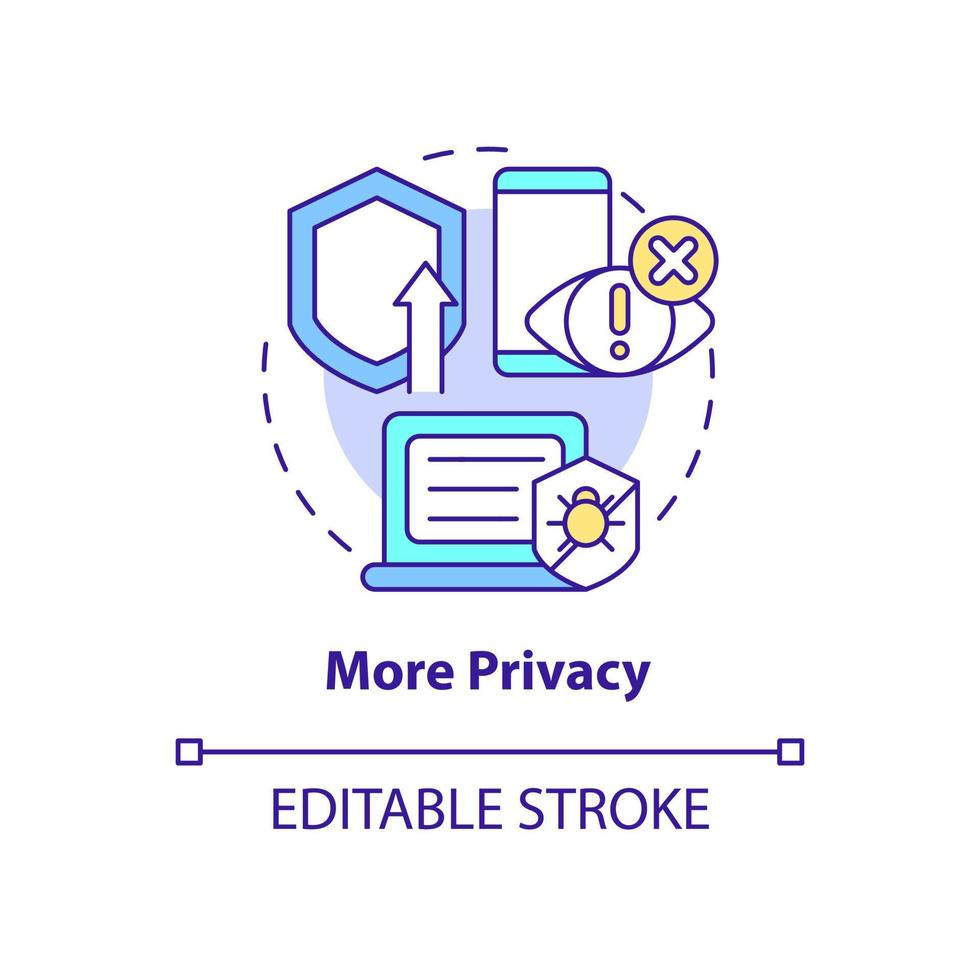 More privacy concept icon. Improved cyber protection from bugs. Web 3 0 abstract idea thin line illustration. Isolated outline drawing. Editable stroke. Arial, Myriad Pro-Bold fonts used vector