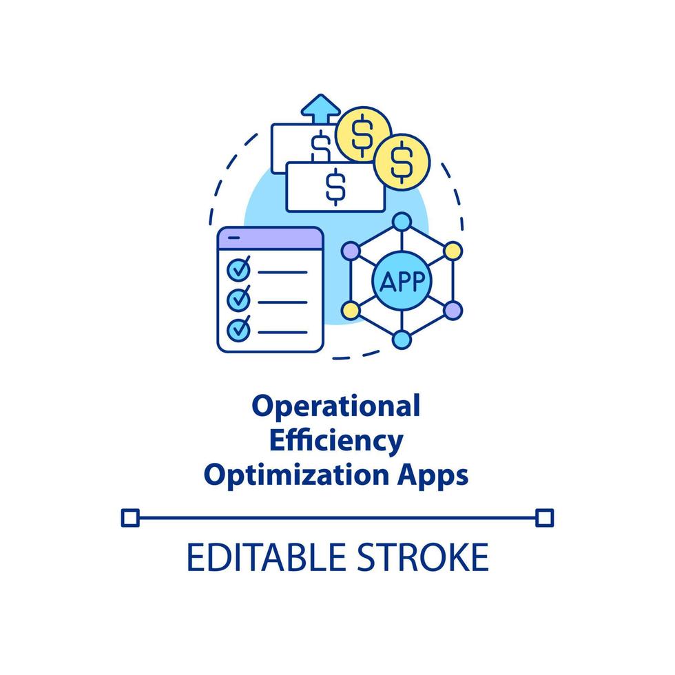 Operational efficiency concept icon. Increase income from app. Optimization apps abstract idea thin line illustration. Isolated outline drawing. Editable stroke. Arial, Myriad Pro-Bold fonts used vector