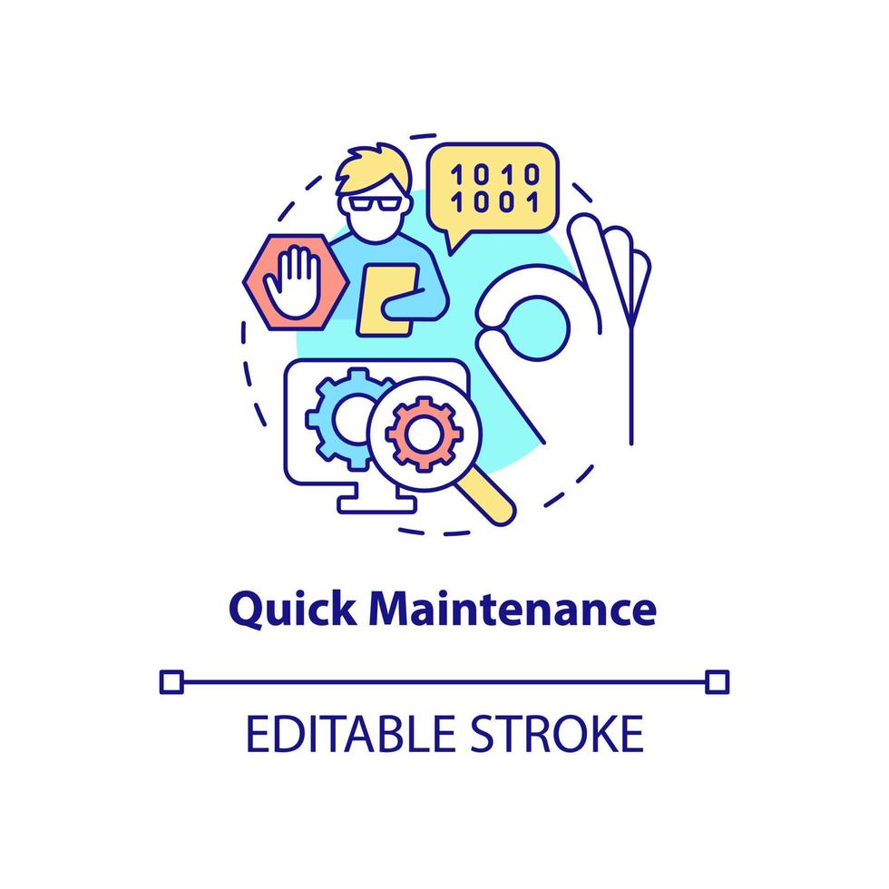 Quick maintenance concept icon. Easy serviging for application. Web 3 0 abstract idea thin line illustration. Isolated outline drawing. Editable stroke. Arial, Myriad Pro-Bold fonts used vector