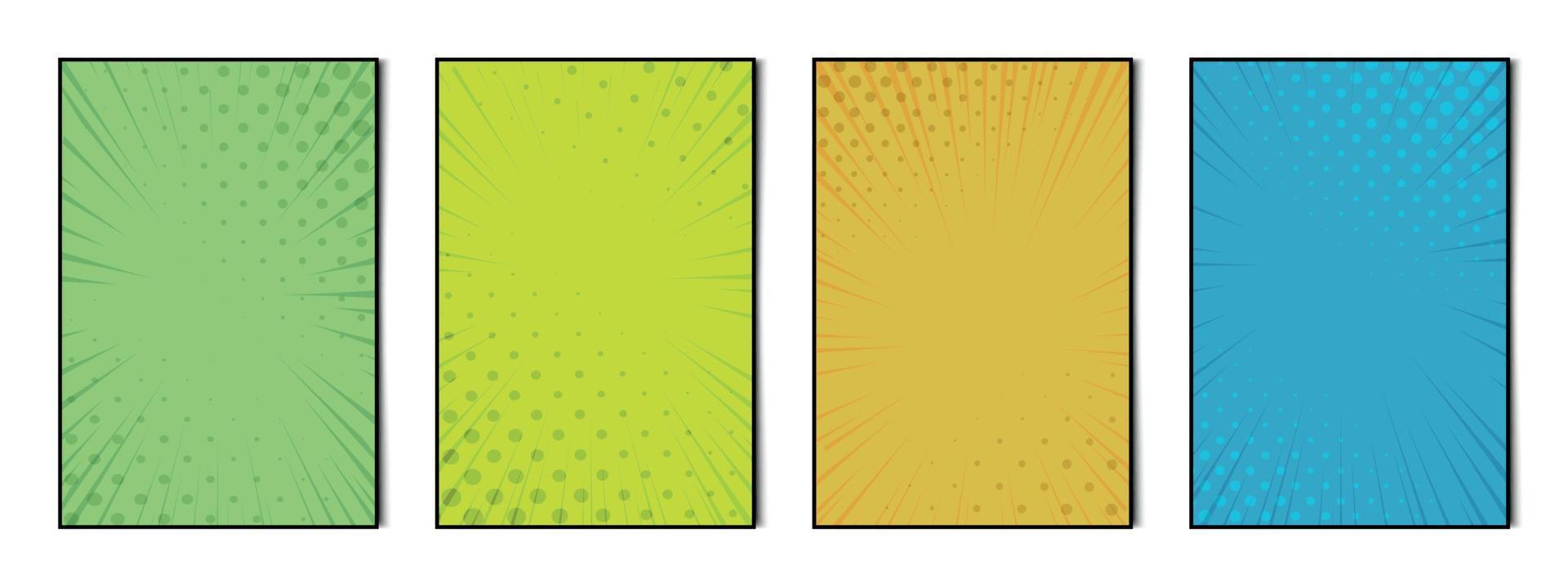 Set of 4 pcs abstract backgrounds comic zoom texture for advertising, business cards and banners - Vector