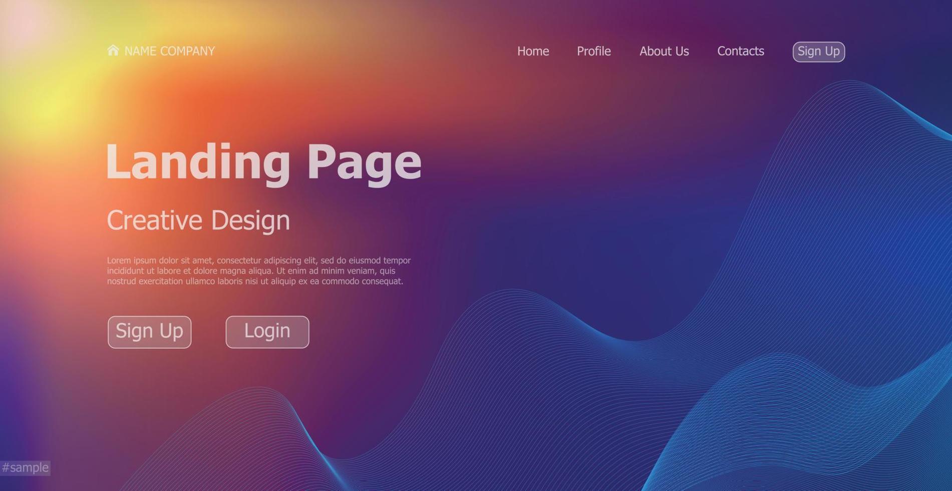 Gradient colorful web template landing page digital website landing page design concept - Vector