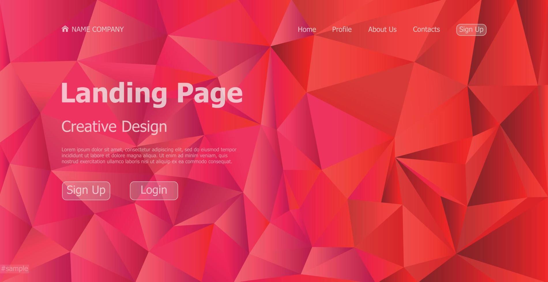 Home page landing page red geometric template landing business page digital website landing page design concept - Vector