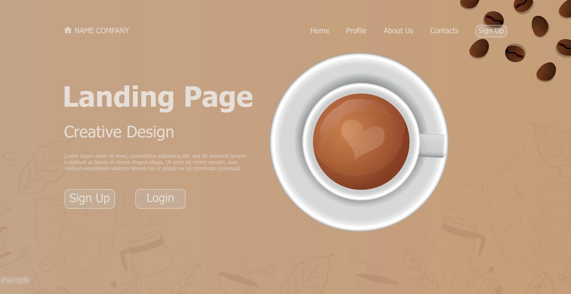 Home page landing page coffee shop web template landing business page digital website landing page design concept - Vector