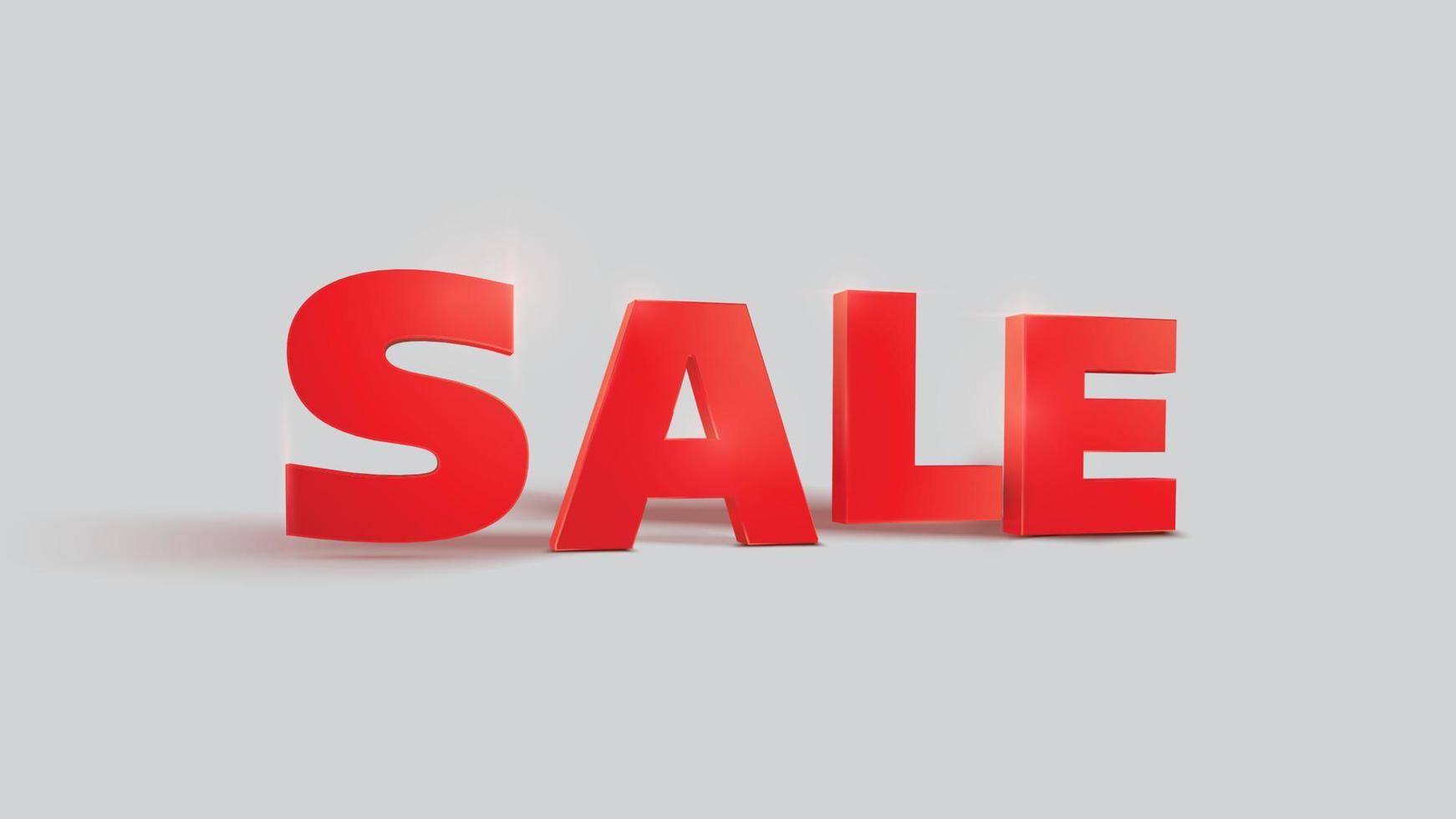 Vector illustration of 3d word SALE in red glossy color