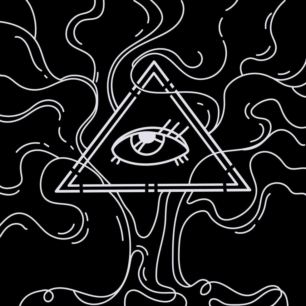 All seeing eye vector, illuminati symbol in triangle with tree on black  background,Tattoo or print design.Eye of Providence Occult sign.Vector  illustration 7388142 Vector Art at Vecteezy