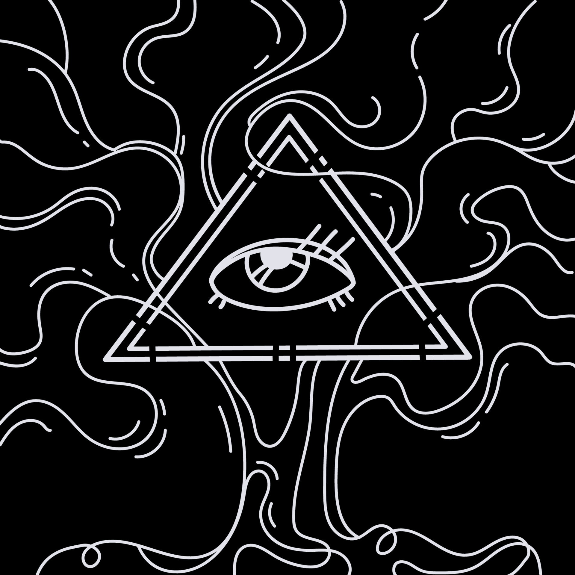 All seeing eye vector, illuminati symbol in triangle with tree on black  background,Tattoo or print design.Eye of Providence Occult sign.Vector  illustration 7388142 Vector Art at Vecteezy