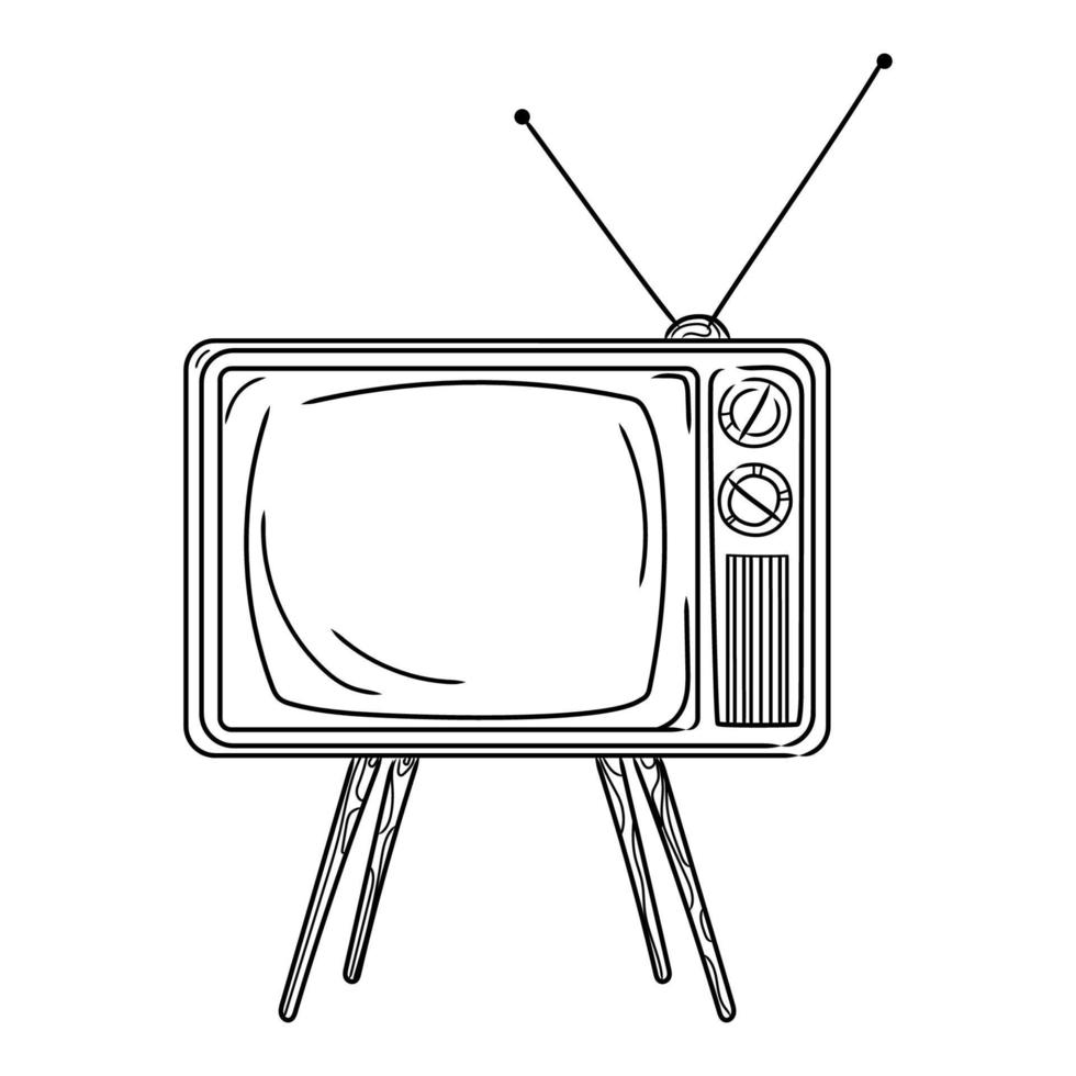 viejo vector de tv image.retro tv icono dibujo ilustración sobre fondo blanco