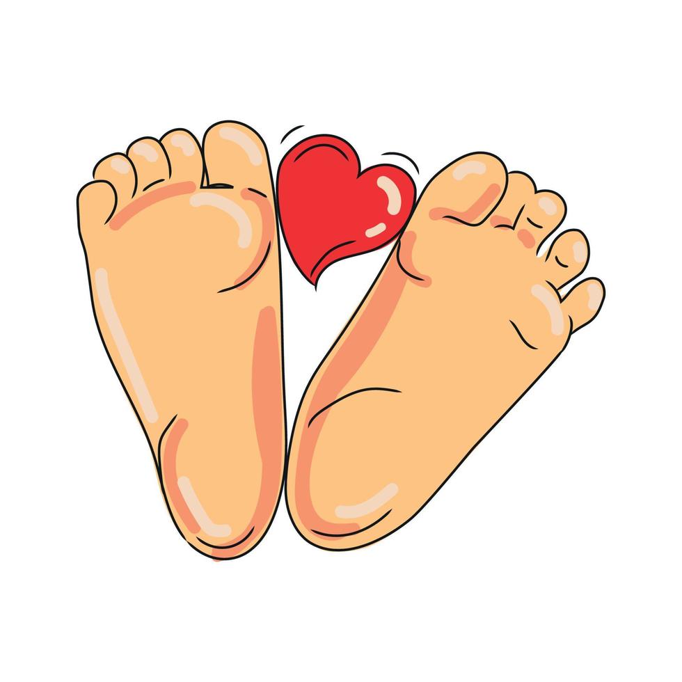 Baby foot close-up drawn in a modern style on a white background.Cute heart  between children's feet vector illustration. Skin care.Happy family.Kid  graphic. 7388190 Vector Art at Vecteezy