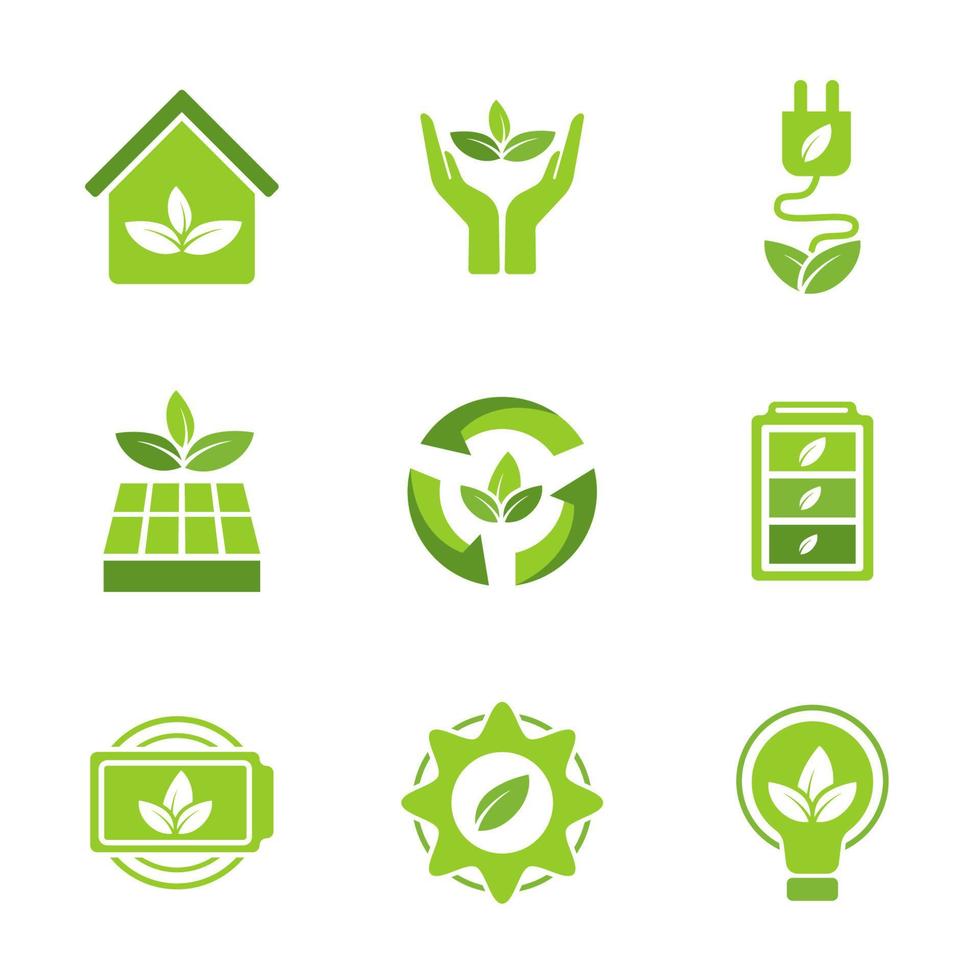 Green Technology Icon Set Template vector