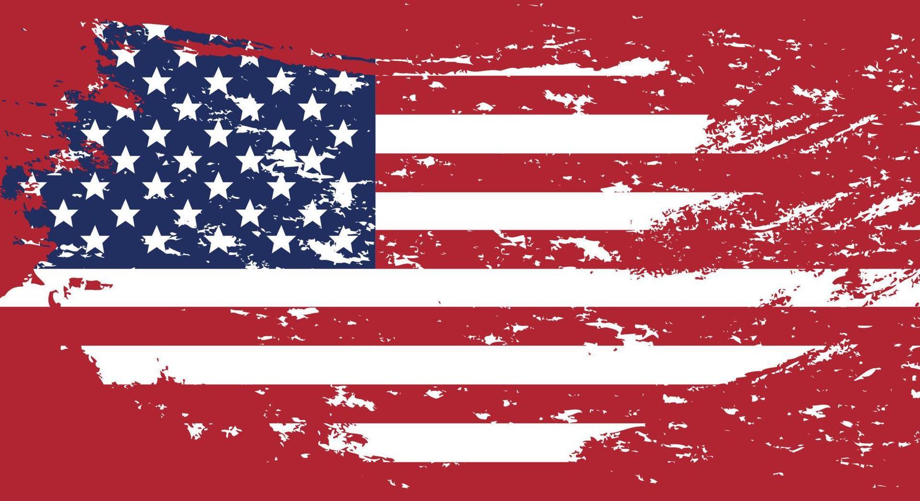 USA flag in grunge style. Brush stroke USA flag.Old dirty American flag. American Symbol. Raster illustration vector