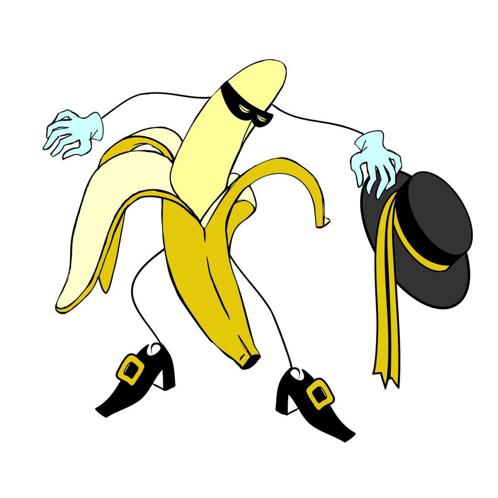 Zorro and Cartoon banana character vector