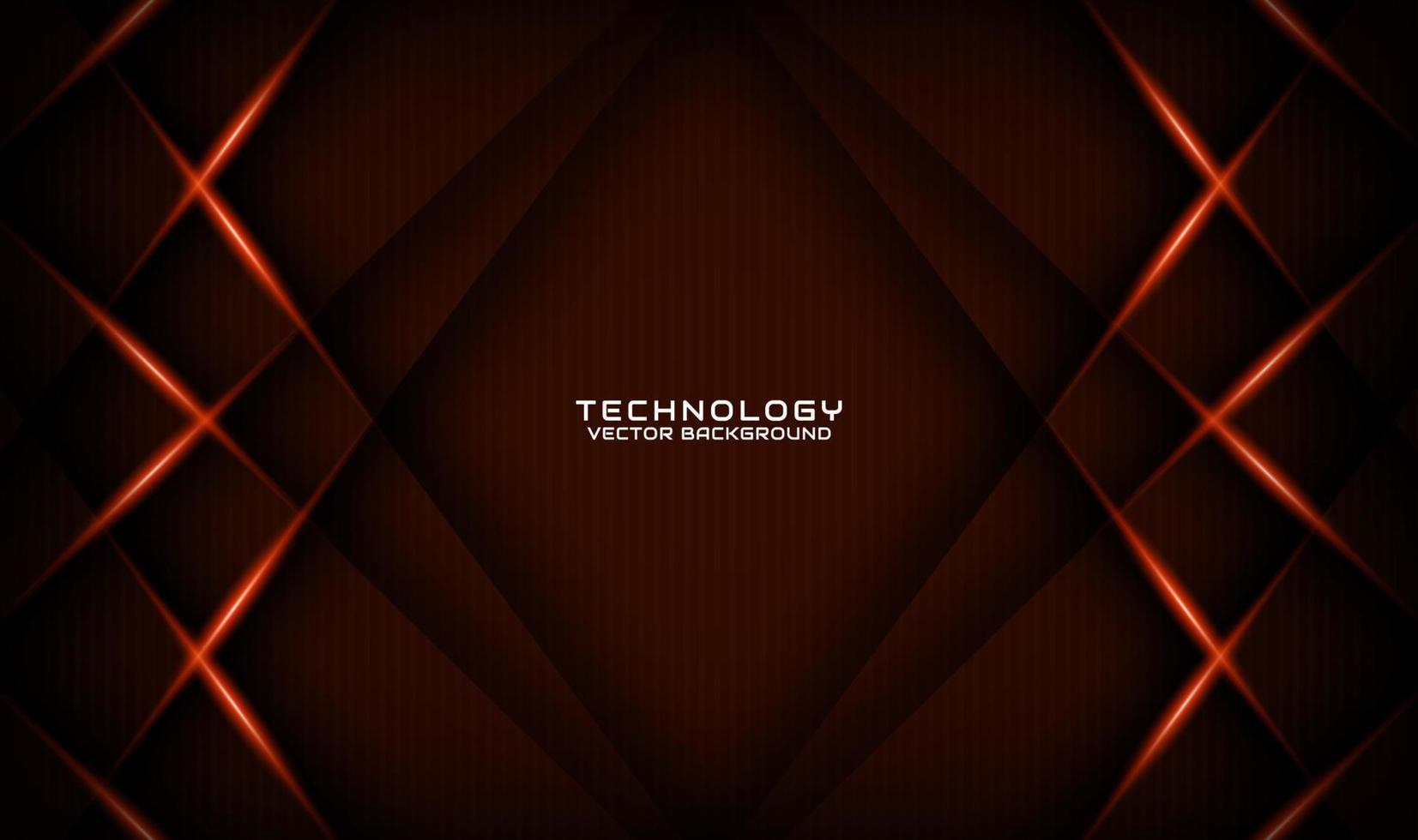 3D brown technology abstract background overlap layer on dark space with orange light effect decoration. Graphic design element future style concept for flyer, banner, brochure cover, or landing page vector