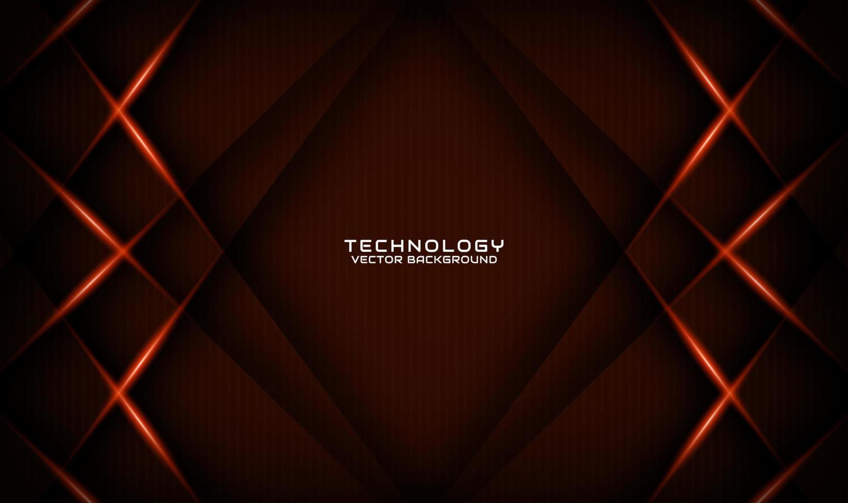 3D brown technology abstract background overlap layer on dark space with orange light effect decoration. Graphic design element future style concept for flyer, banner, brochure cover, or landing page vector