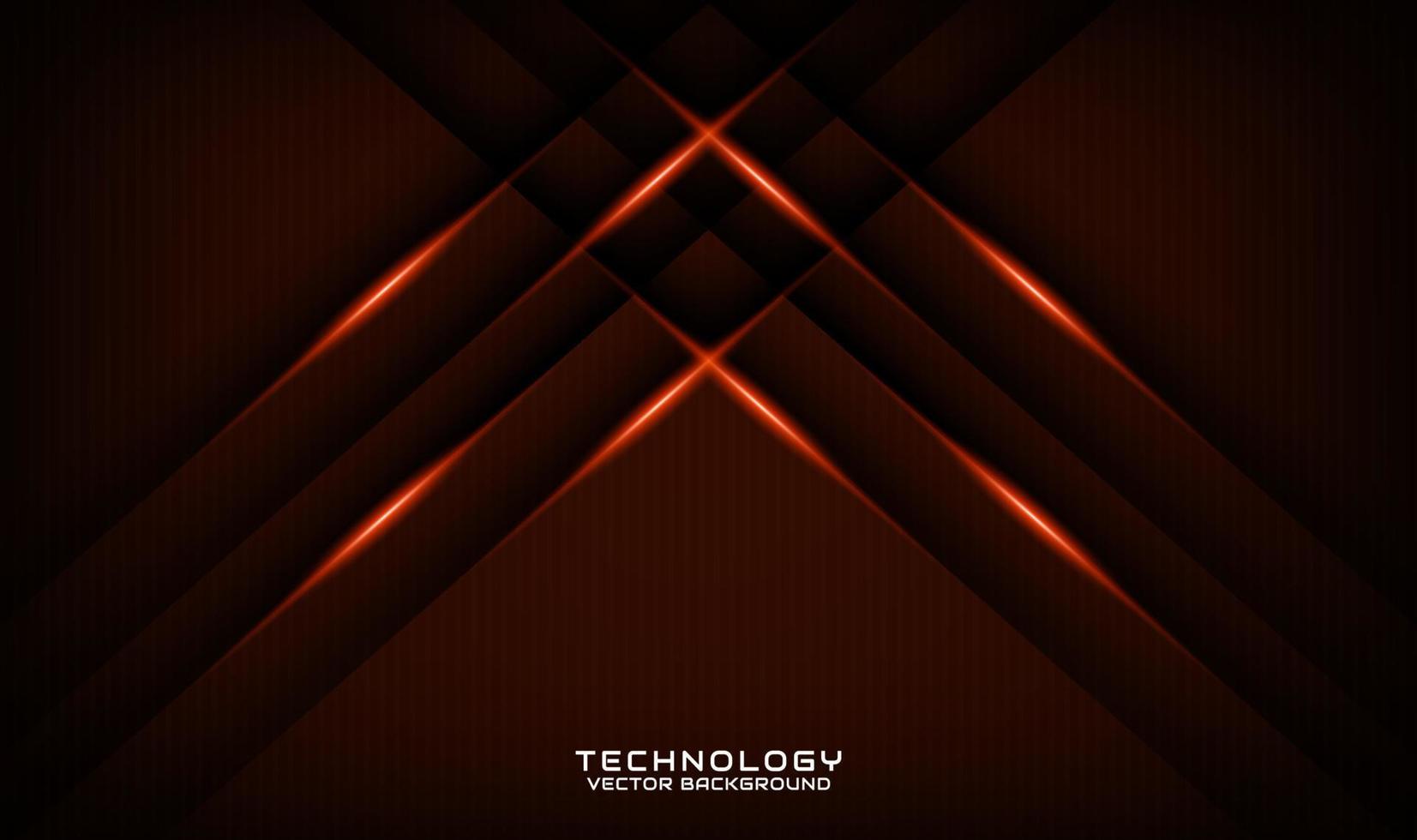 3D brown technology abstract background overlap layer on dark space with orange light effect decoration. Graphic design element future style concept for flyer, banner, brochure cover, or landing page vector