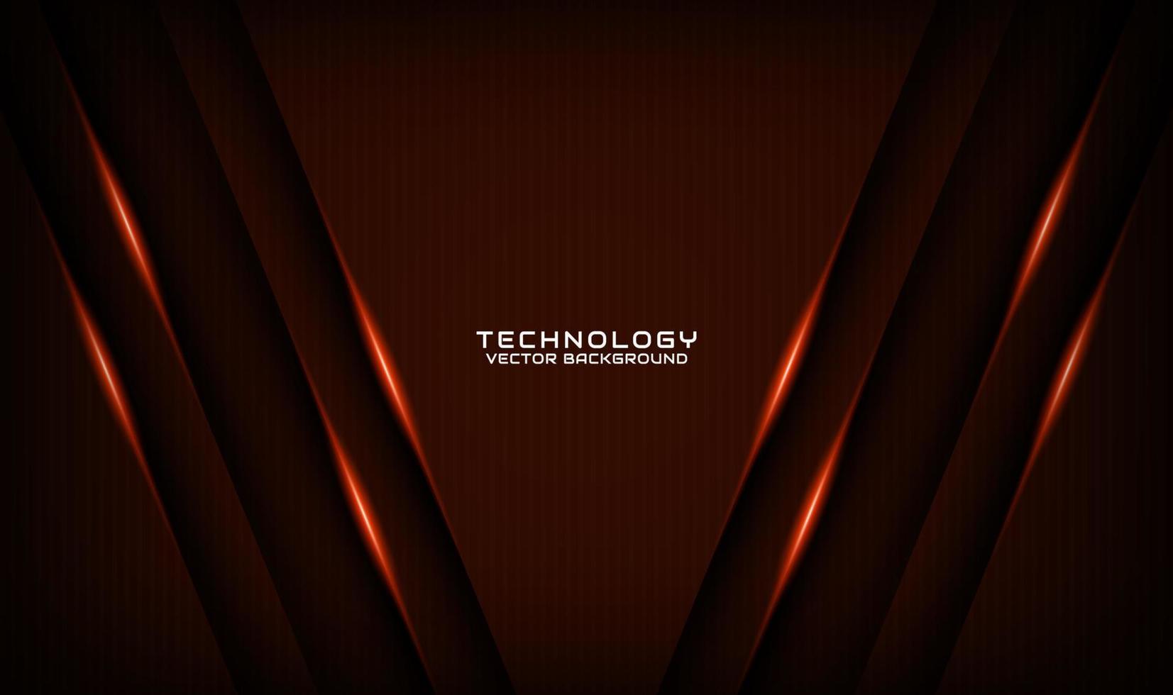3D brown technology abstract background overlap layer on dark space with orange light effect decoration. Graphic design element future style concept for flyer, banner, brochure cover, or landing page vector
