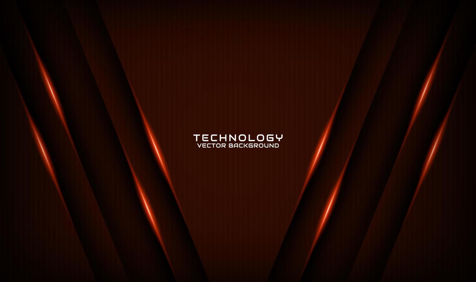 3D brown technology abstract background overlap layer on dark space with orange light effect decoration. Graphic design element future style concept for flyer, banner, brochure cover, or landing page vector