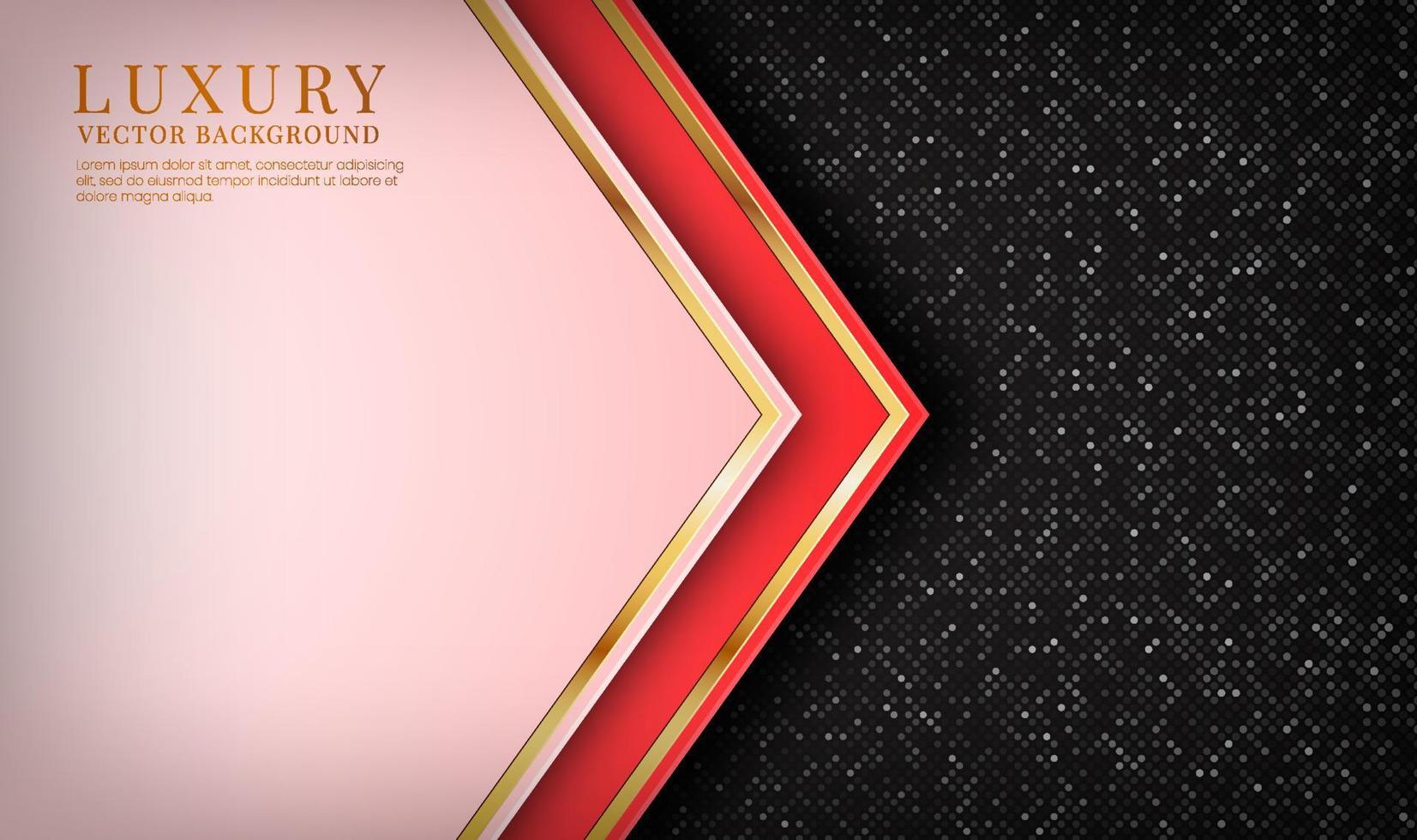 3D red luxury abstract background overlap layers on dark space with golden arrow effect decoration. Graphic design element future style concept for banner, flyer, brochure, cover, or landing page vector