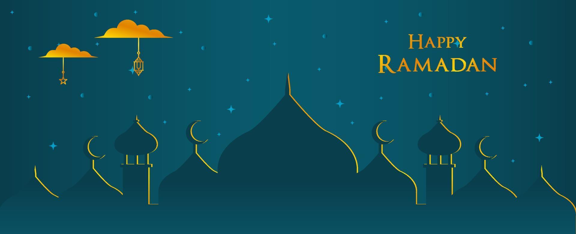 Happy ramadan banner with stars Premium Vector