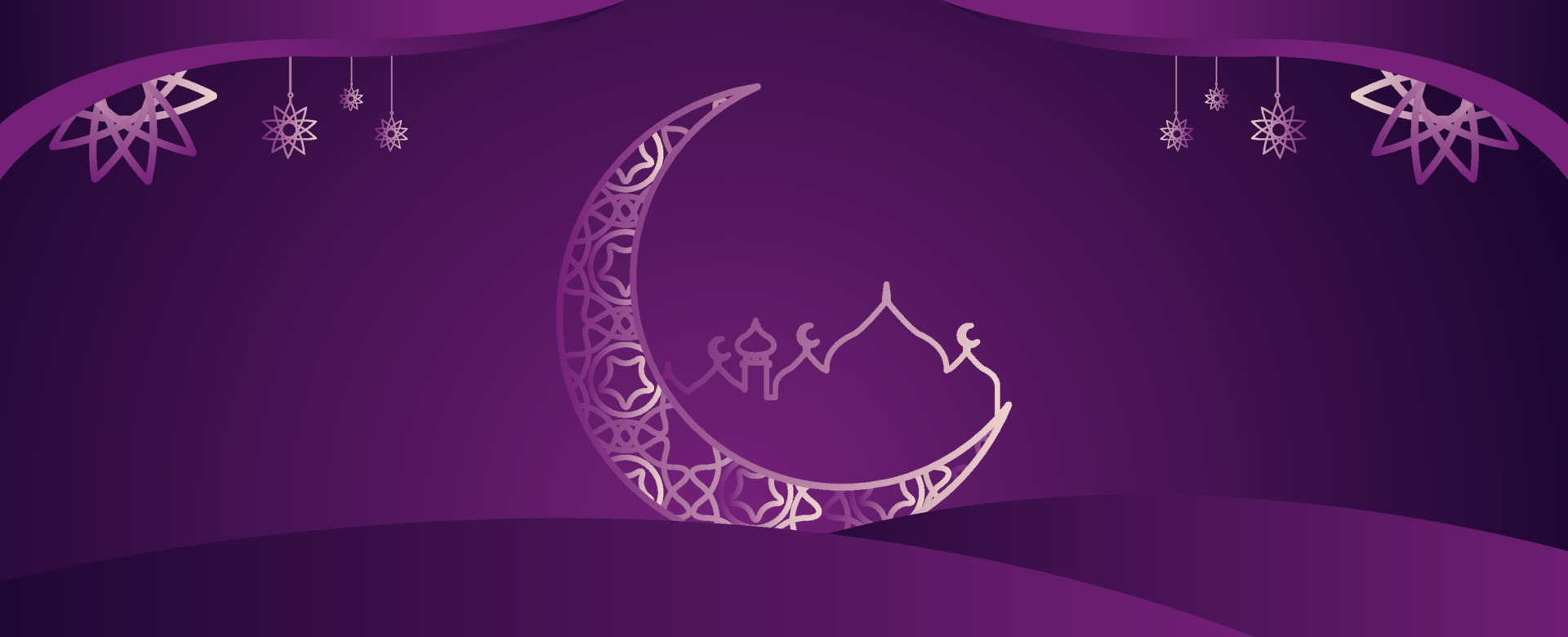 Islamic banner with purple star moon ornament Premium Vector ...