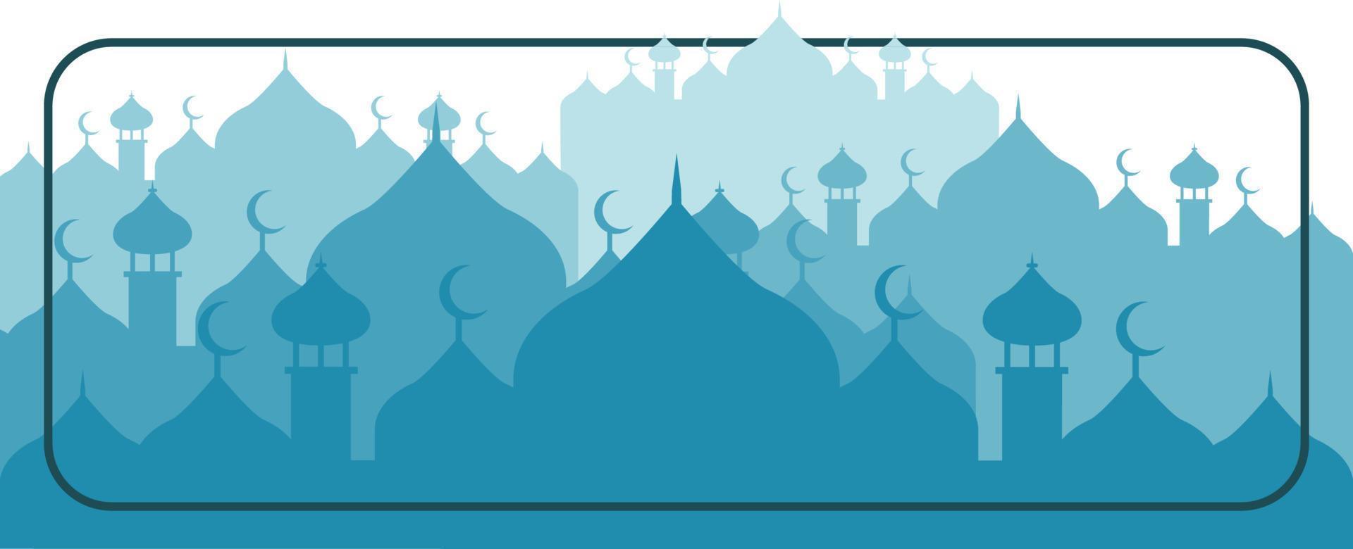 Blue islamic mosque vector silhouette