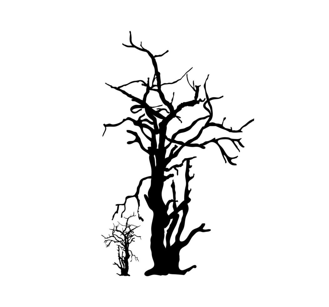 Silhouette of a dead tree without leaves vector